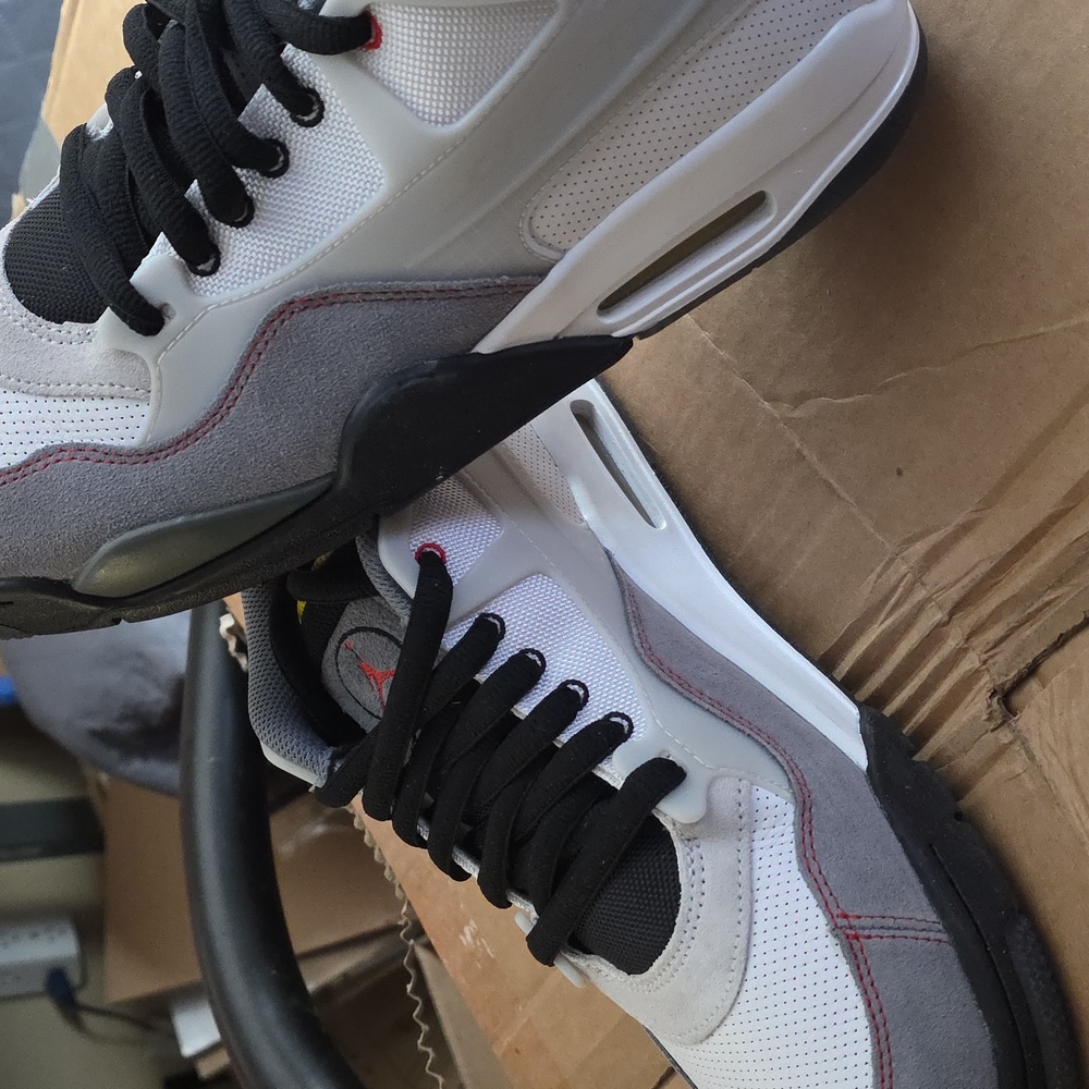 Nike Air Jordan 4 Low-Top Sneakers in White, Gray, Black & Red Size 11 NEW! - Picture 3 of 4